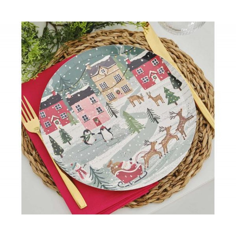 Χάρτινα Πιάτα Φαγητού 25cm Christmas Festive Scene 8τεμ Χάρτινα Πιάτα Φαγητού 25cm Christmas Festive Scene 8τεμ