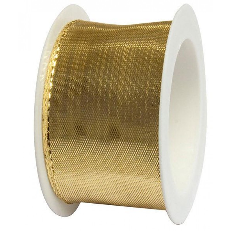 Κορδέλα με Σύρμα 40mm x 2m Χρυσή Glitter
