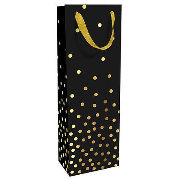 Σακούλα Δώρου 12x36x8cm Golden Dots Black