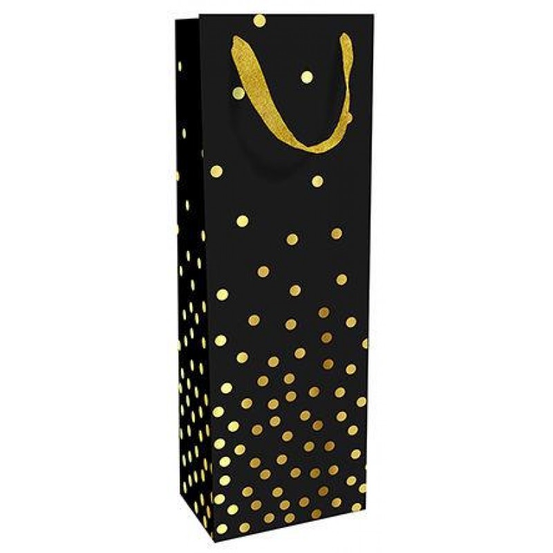 Σακούλα Δώρου 12x36x8cm Golden Dots Black