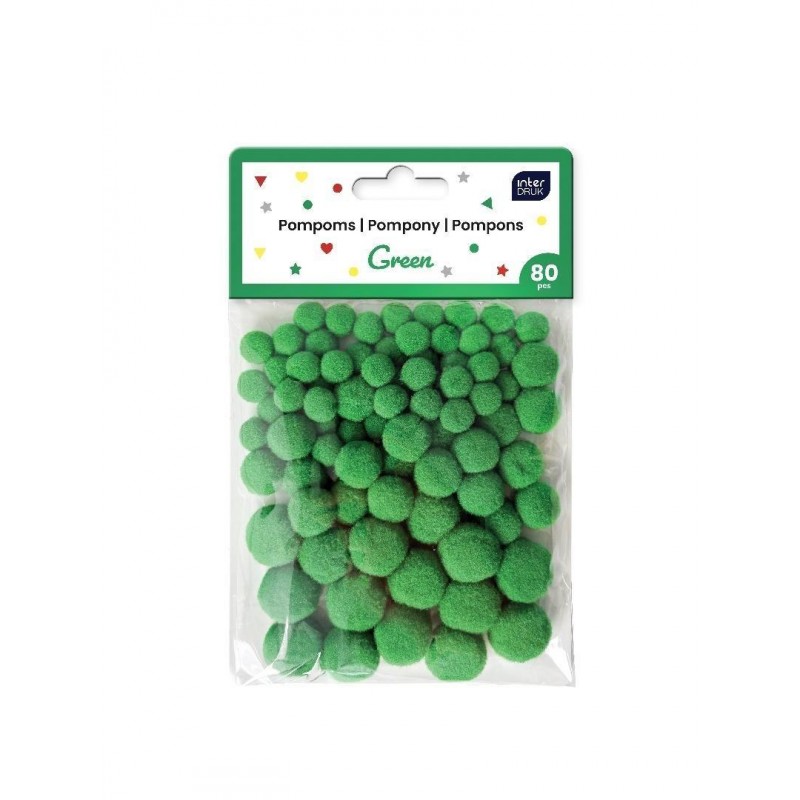 Interdruk Pompon Christmas Mix Green 80pcs