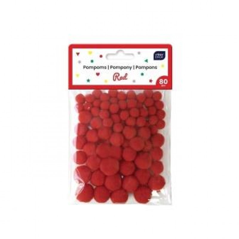 Interdruk Pompon Christmas Mix Red 80pcs