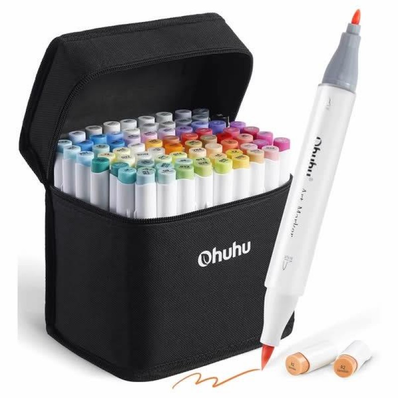 Ohuhu Σετ 72 Μαρκαδόρων Οινοπνεύματος Honolulu Με Διπλή Μύτη Πινέλο-Λεπτή Ohuhu Σετ 72 Μαρκαδόρων Οινοπνεύματος Honolulu Με Διπλή Μύτη Πινέλο-Λεπτή