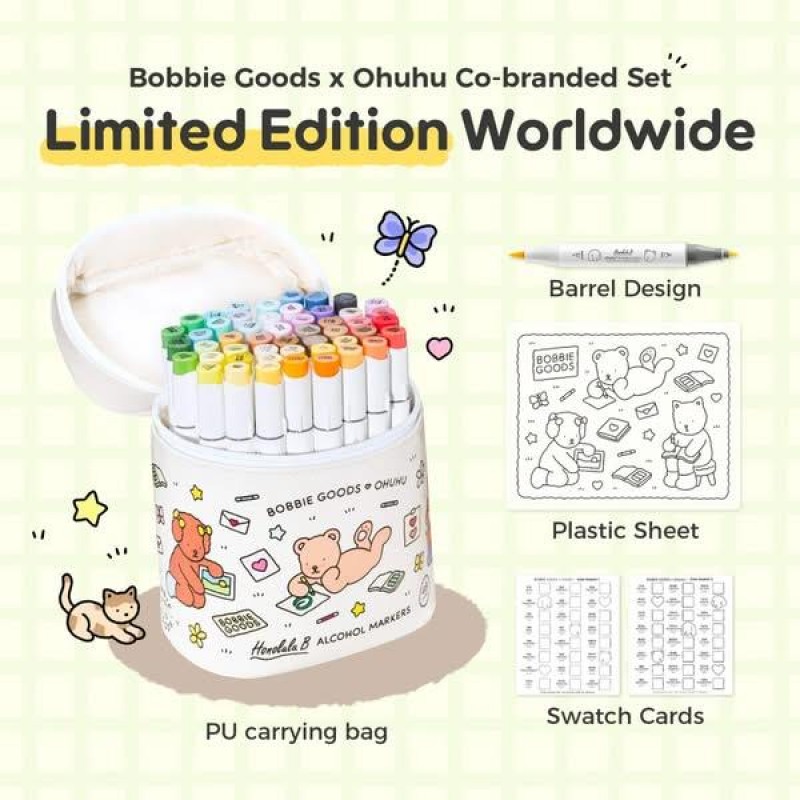 Ohuhu Σετ 48 Μαρκαδόρων Οινοπνεύματος Honolulu  Bobbie Goods Με Διπλή Μύτη Πινέλο-Λεπτή