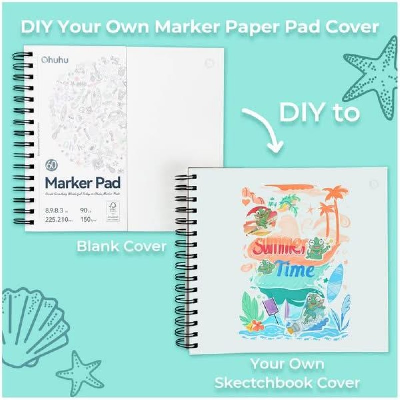 Ohuhu Marker Bleedproof Sketchbook Σπιράλ 22.5x21cm 150gr 60φ Ohuhu Marker Bleedproof Sketchbook Σπιράλ 22.5x21cm 150gr 60φ