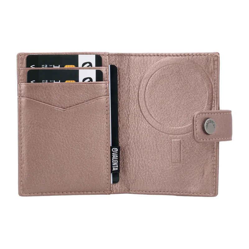 Valenta Card Wallet Leather Magsafe Metallic Copper