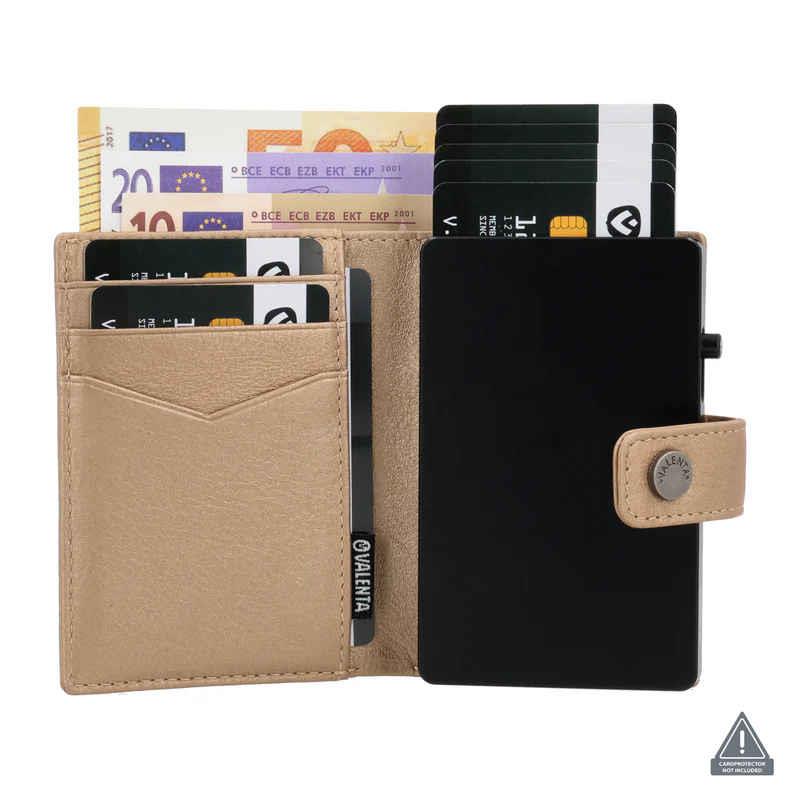 Valenta Card Wallet Leather Magsafe Metallic Sand