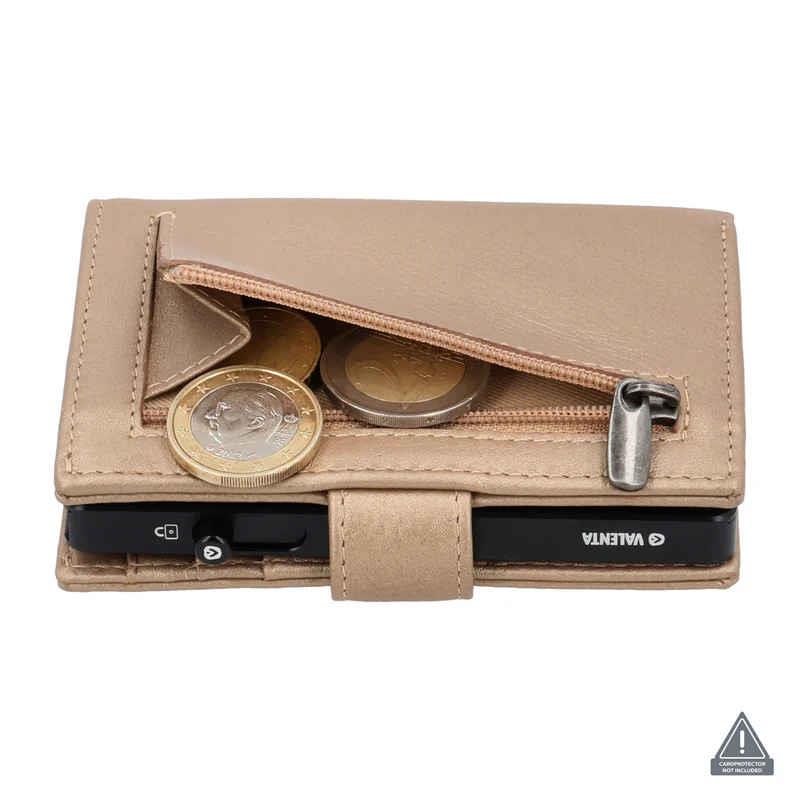 Valenta Card Wallet Leather Magsafe Metallic Sand