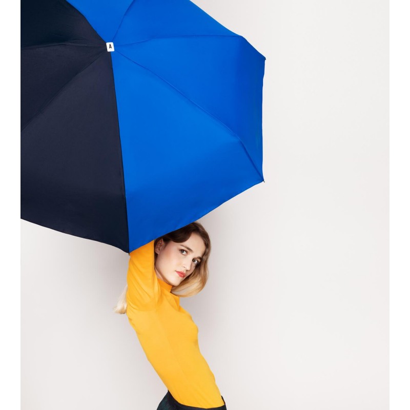 Victoire Πτυσσόμενη Δίχρωμη Ομπρέλα Μπλέ Ανοιχτό - Μπλέ Σκούρο