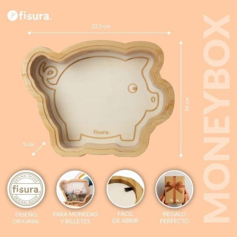 Fisura Ξύλινος Κουμπαράς Γουρουνάκι