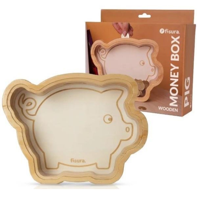 Fisura Ξύλινος Κουμπαράς Γουρουνάκι