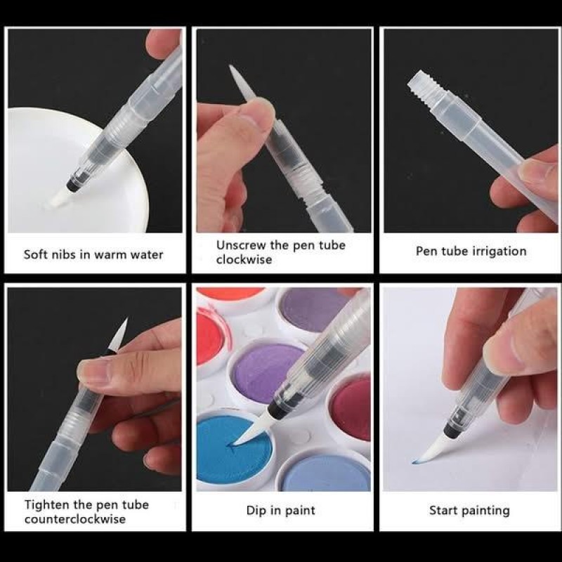 Σετ 6 Πινέλα με Δοχείο Νερού