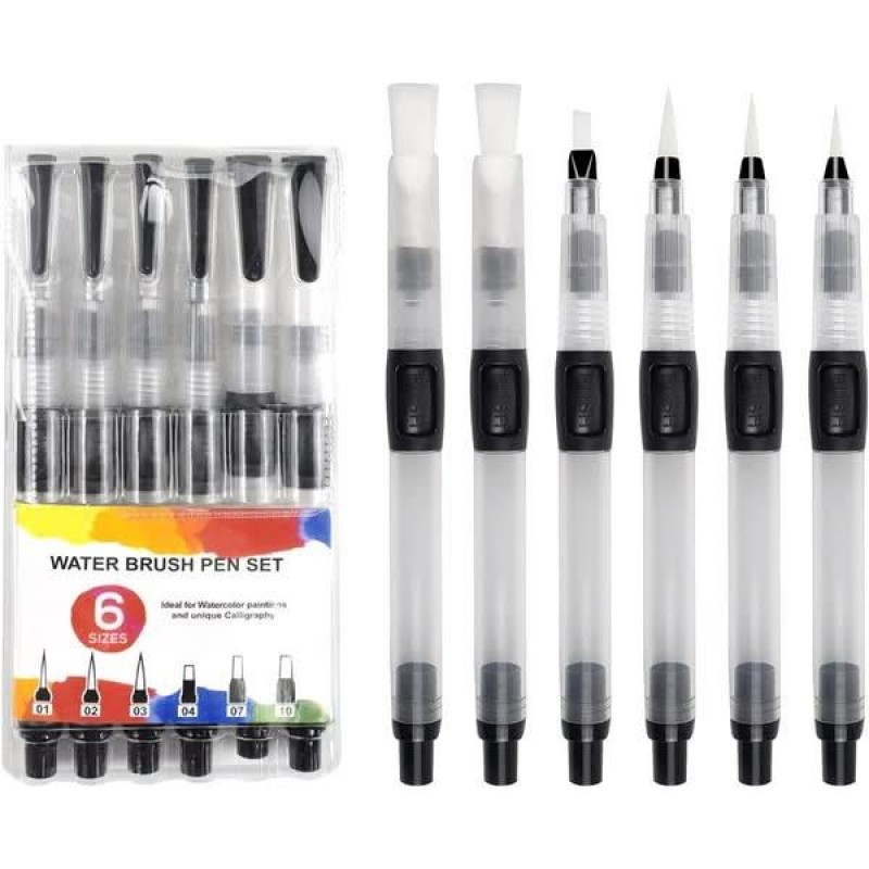 Σετ 6 Πινέλα με Δοχείο Νερού