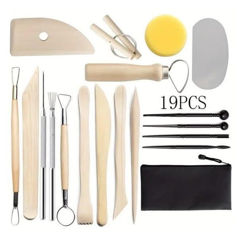 Σετ 19 Εργαλεία Πηλού σε Κασετίνα
