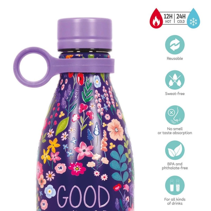 Legami 500ml Vacuum Bottle Hot and Cold - Flowers