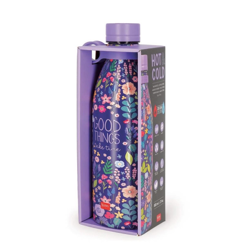 Legami 500ml Vacuum Bottle Hot and Cold - Flowers