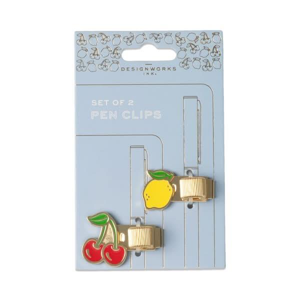 Designworks Pen Clips - Lemon + Cherry (Set Of 2)