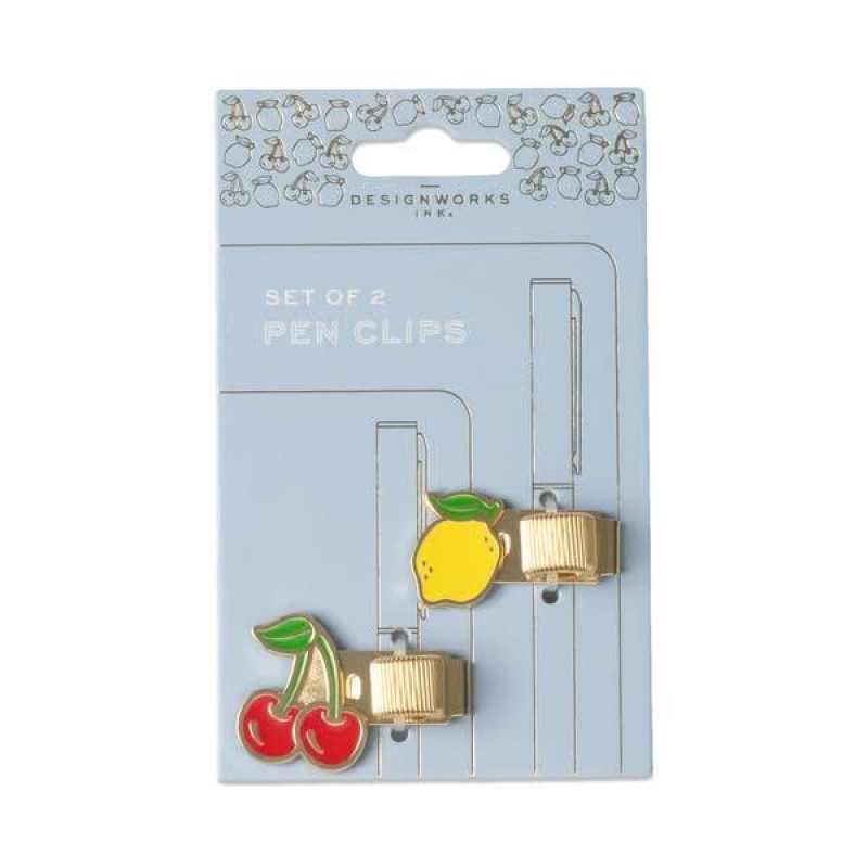 Designworks Pen Clips - Lemon + Cherry (Set Of 2)