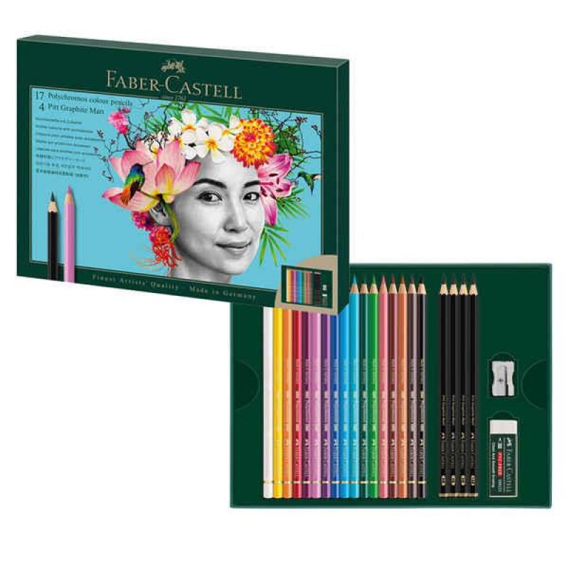 Faber Castel Σετ Κασετίνα με 17 Χρωματιστά Μολύβια Polychromos + 4 Μολύβια Ματ Γραφίτη Faber Castel Σετ Κασετίνα με 17 Χρωματιστά Μολύβια Polychromos + 4 Μολύβια Ματ Γραφίτη