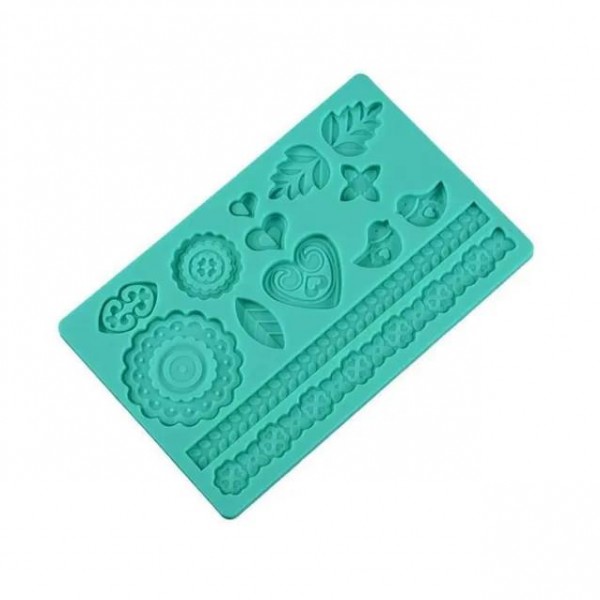 Craftistico Καλούπι Σιλικόνης 19x12x0,7cm Καρδούλες - Πουλάκια