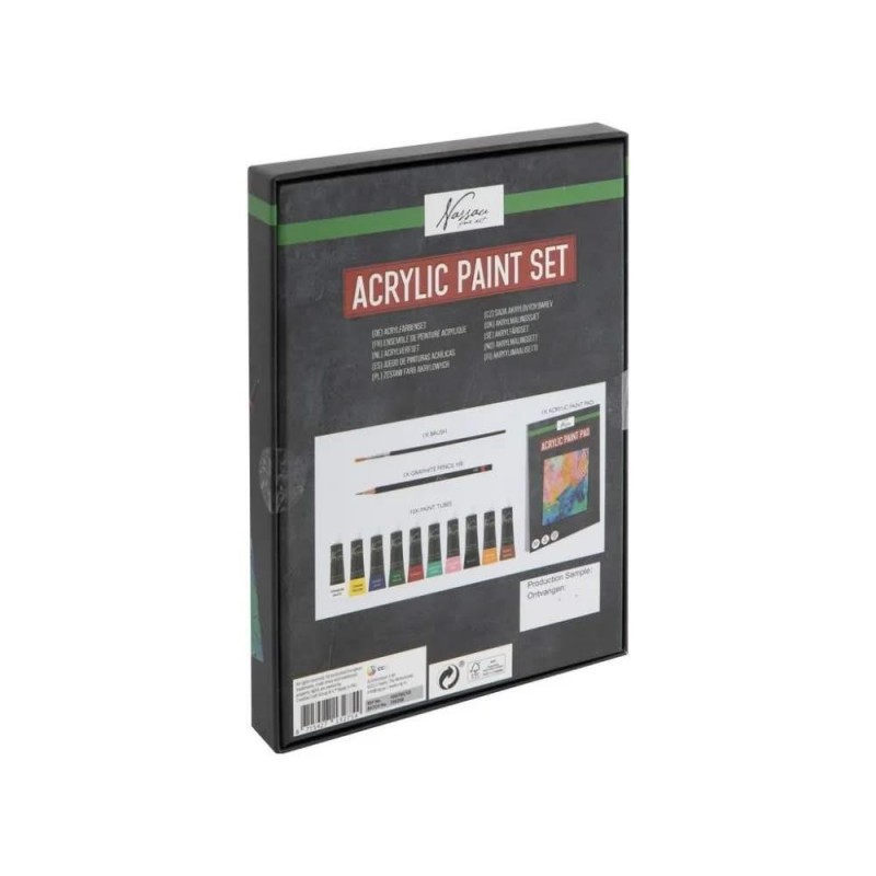 Nassau 10 Ακρυλικά Χρώματα των 12ml με Μπλοκ και Πινέλο