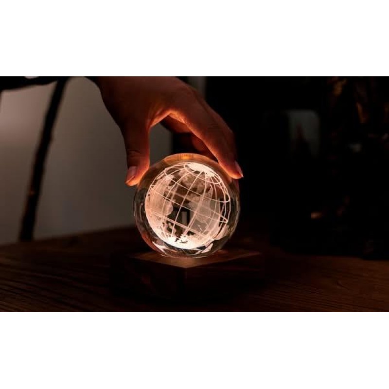 Gingko Design Amber Crystal Light 3D laser World Globe