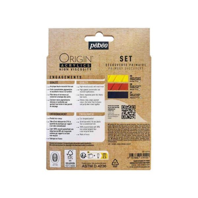 Origin Acrylics Discovery Set 3 X 60ml Primary