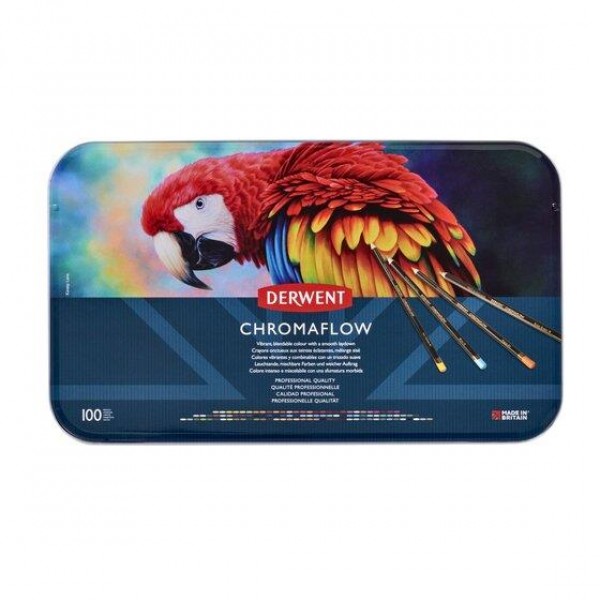 Derwent Μεταλλική Κασετίνα με 100 Μολύβια Chromaflow