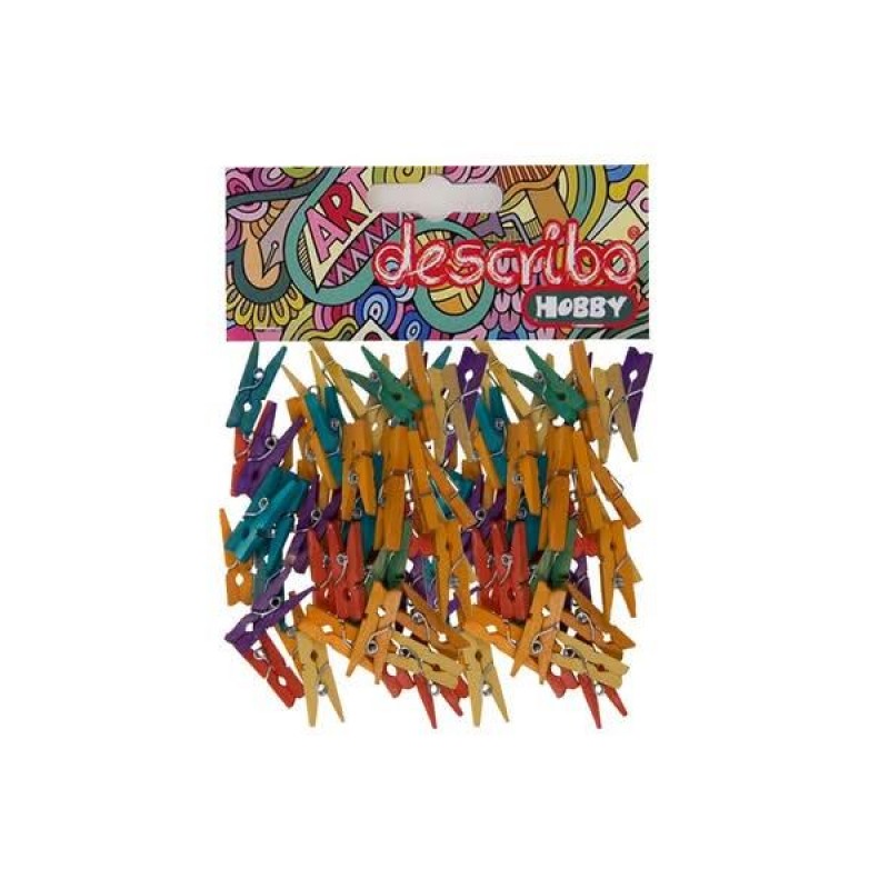 Ξύλινα Διακοσμητικά Μανταλάκια Χρωματιστά 25x3x6mm 40τεμ