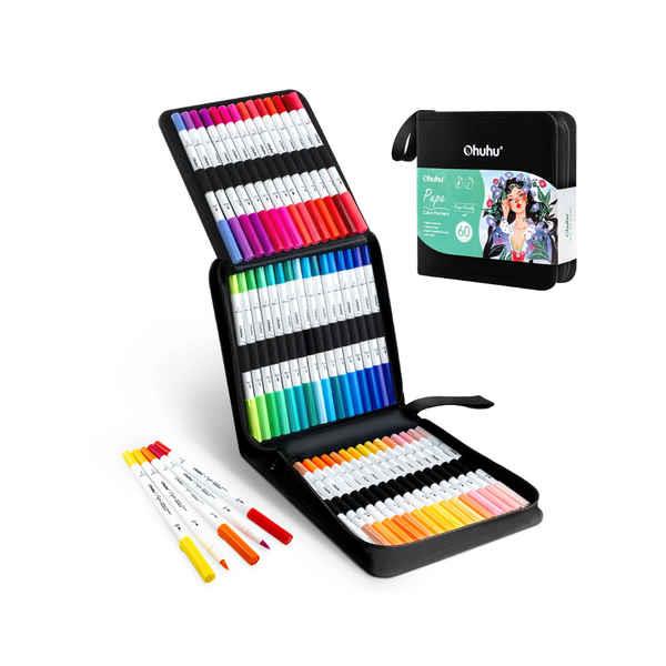 Ohuhu Σετ 60 Μαρκαδόρων Νερού Διπλής Μύτης Πινέλο-Λεπτή Ohuhu Σετ 60 Μαρκαδόρων Νερού Διπλής Μύτης Πινέλο-Λεπτή