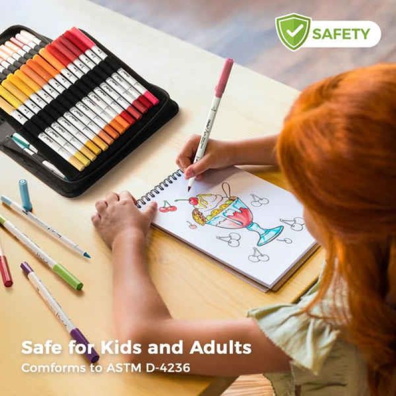 Ohuhu Σετ 60 Μαρκαδόρων Νερού Διπλής Μύτης Πινέλο-Λεπτή