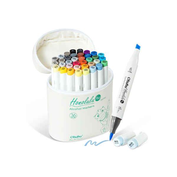 Ohuhu Σετ 36 Μαρκαδόρων Οινοπνεύματος Honolulu Plus Με Διπλή Μύτη Supreme Rubber Brush - Chisel Ohuhu Σετ 36 Μαρκαδόρων Οινοπνεύματος Honolulu Plus Με Διπλή Μύτη Supreme Rubber Brush - Chisel