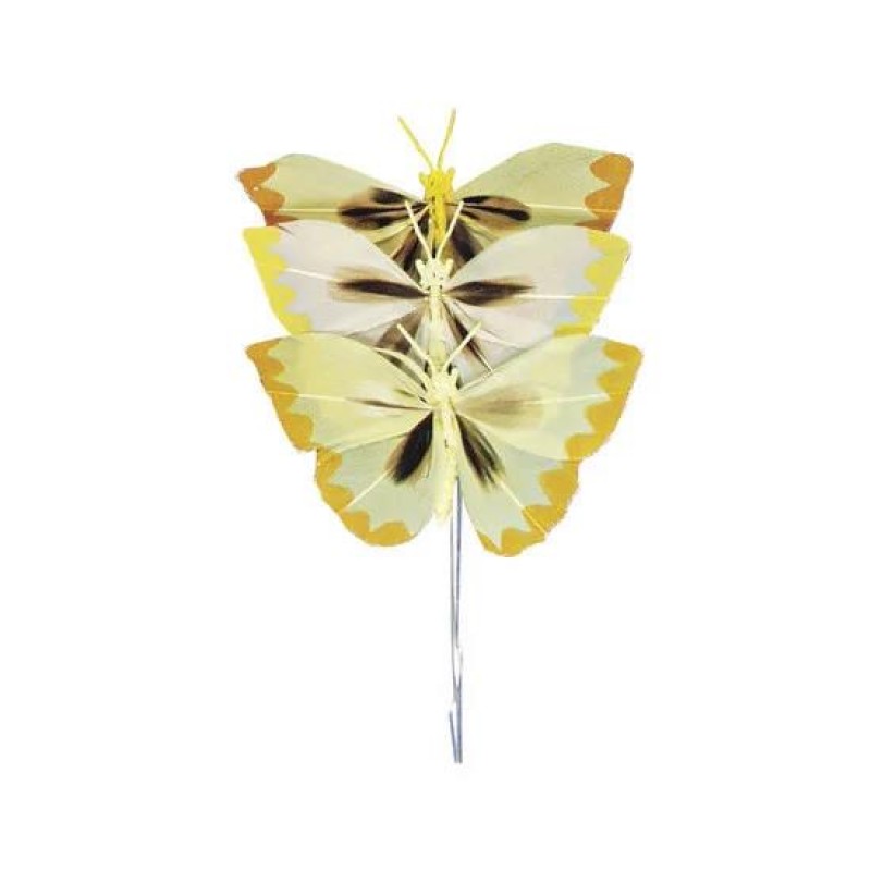 Πεταλούδες Κίτρινες 6cm 3τεμ