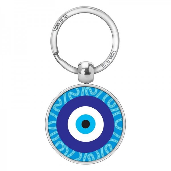 Μεταλλικό Μπρελόκ 3,6cm Γούρι Μάτι Μπλε-Γαλάζιο-Λευκά Σχέδια