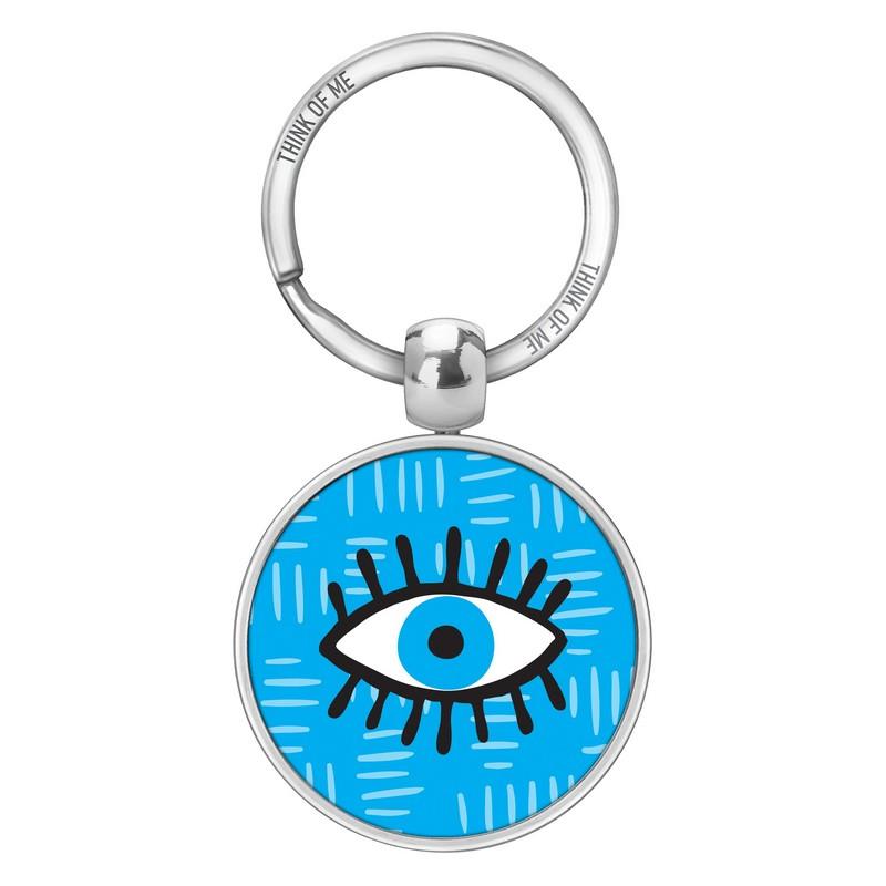 Μεταλλικό Μπρελόκ 3,6cm Γούρι Μάτι Μπλε-Βλεφαρίδες