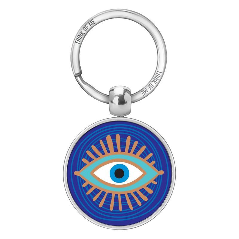 Μεταλλικό Μπρελόκ 3,6cm Γούρι Μάτι Σκούρο Μπλε-Χρυσό