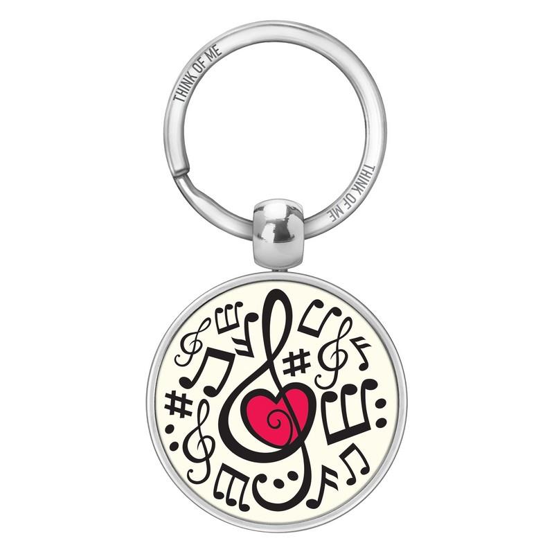 Μεταλλικό Μπρελόκ 3,6cm Νότες Άσπρο Φόντο