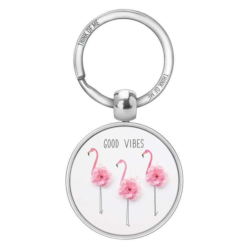 Μεταλλικό Μπρελόκ 3,6cm Good Vibes Φλαμίνγκο