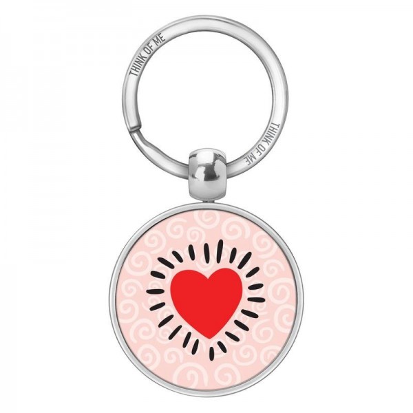 Μεταλλικό Μπρελόκ 3,6cm Καρδιά Ροζ Μοτίβο