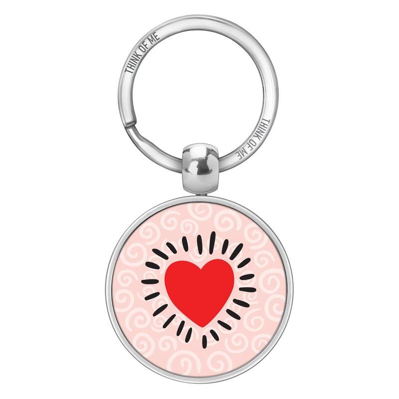 Μεταλλικό Μπρελόκ 3,6cm Καρδιά Ροζ Μοτίβο