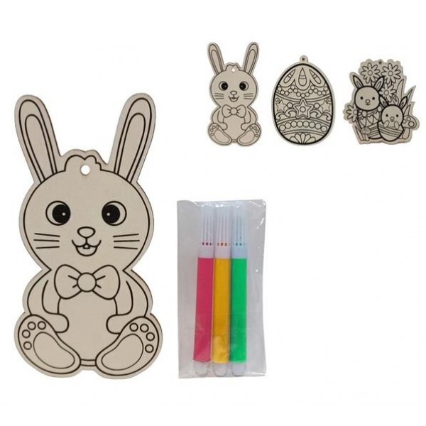 DIY Πασχαλινό Σετ Ζωγραφικής 3 Ξύλινες Φιγούρες 13cm