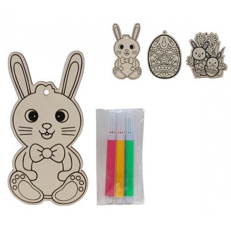 DIY Πασχαλινό Σετ Ζωγραφικής 3 Ξύλινες Φιγούρες 13cm