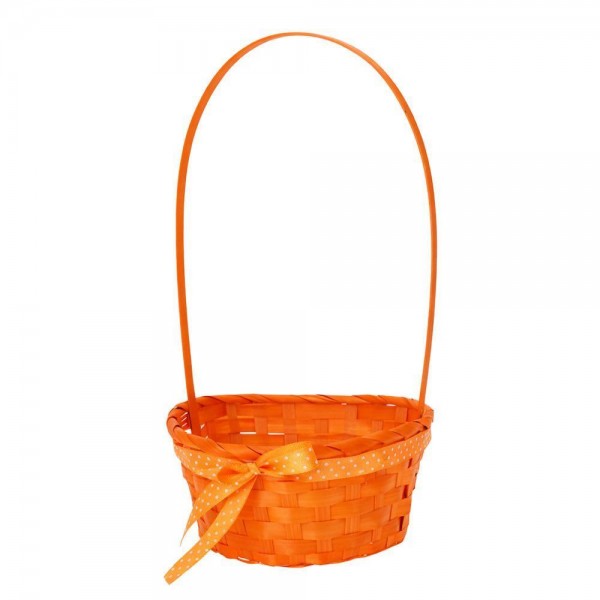 Καλαθάκι Μπαμπού με Μακρύ Χερούλι Πορτοκαλί