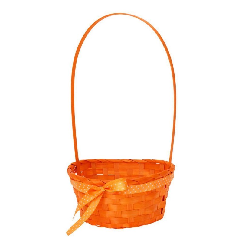 Καλαθάκι Μπαμπού με Μακρύ Χερούλι Πορτοκαλί