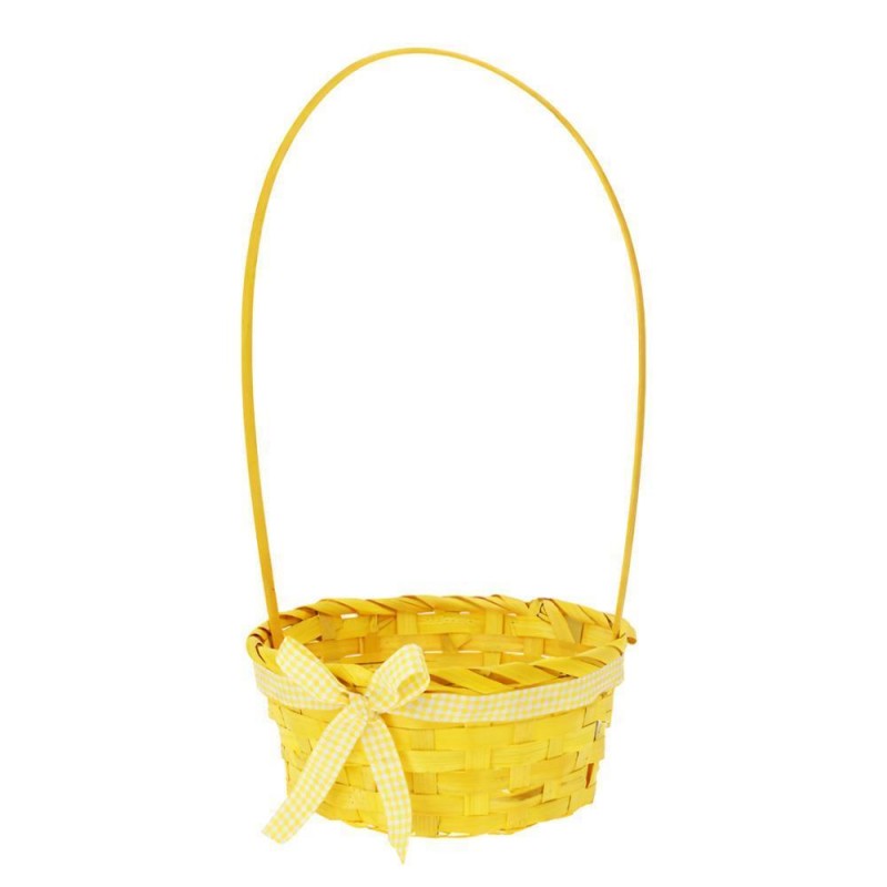 Καλαθάκι Μπαμπού με Μακρύ Χερούλι Κίτρινο