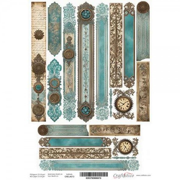 Craftistico Ριζόχαρτο Decoupage 30x40cm Λαμπάδας Vintage Ρολόγια Craftistico Ριζόχαρτο Decoupage 30x40cm Λαμπάδας Vintage Ρολόγια