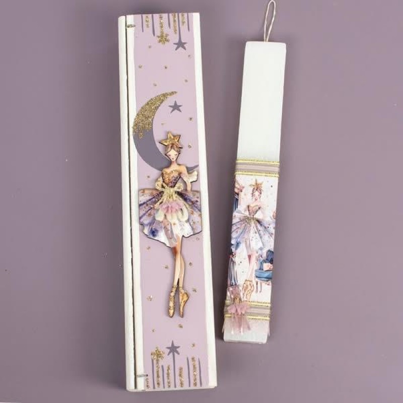 Λαμπάδα σε Ξύλινη Κασετίνα Μπαλαρίνα