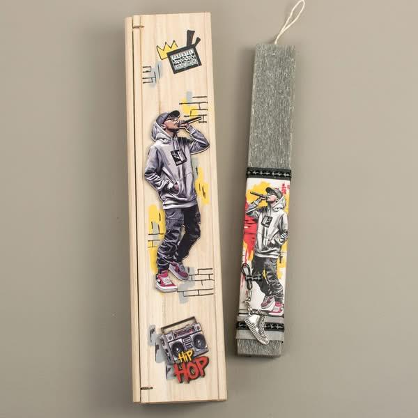 Λαμπάδα σε Ξύλινη Κασετίνα Ράπερ