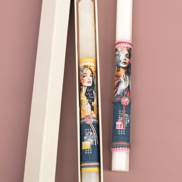 Λαμπάδα Ποτρέτο Κοπέλας σε Τζιν