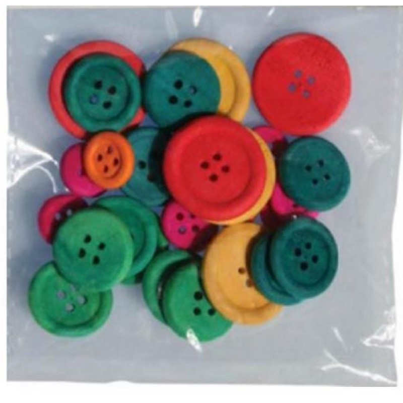 Διακοσμητικά κουμπιά χρωματιστά ξύλινα 30τεμ O 22mm,18mm,7mm
